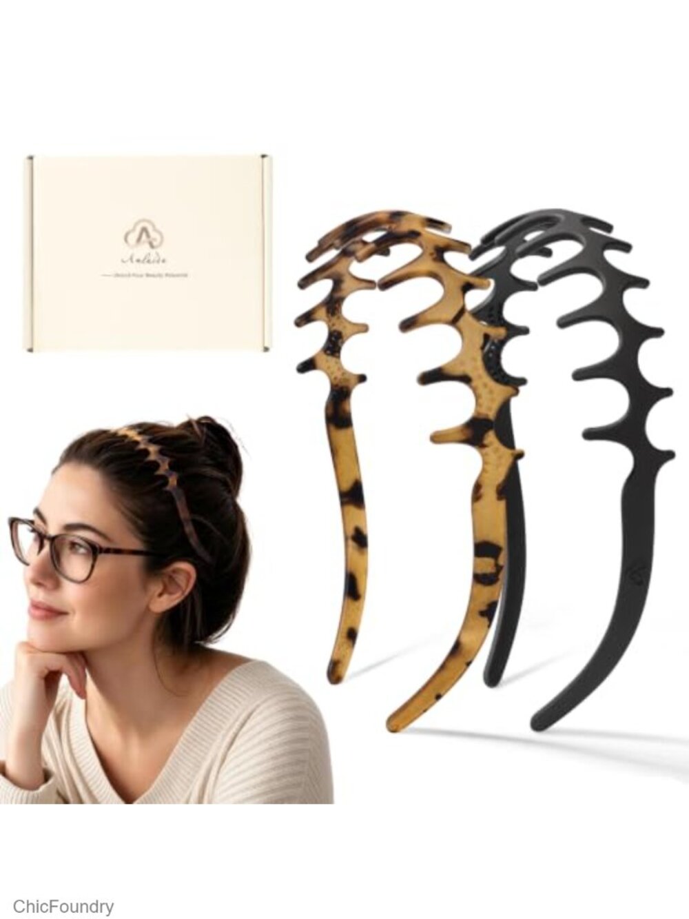 Zigzag Headbands for Women Glasses Wearers Non Slip Hair Accessory 2 Pack